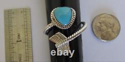 Native American Sterling Turquoise Arrow Ring Size 11.5 Adjustable Sheena Jack