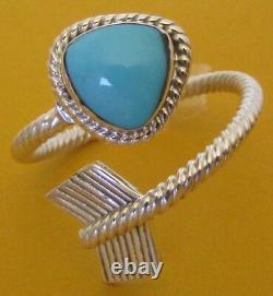 Native American Sterling Turquoise Arrow Ring Size 11.5 Adjustable Sheena Jack