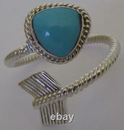 Native American Sterling Turquoise Arrow Ring Size 11.5 Adjustable Sheena Jack