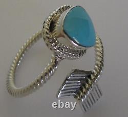 Native American Sterling Turquoise Arrow Ring Size 11.5 Adjustable Sheena Jack