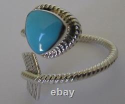 Native American Sterling Turquoise Arrow Ring Size 11.5 Adjustable Sheena Jack