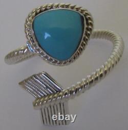 Native American Sterling Turquoise Arrow Ring Size 11.5 Adjustable Sheena Jack