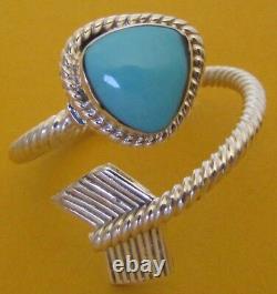 Native American Sterling Turquoise Arrow Ring Size 11.5 Adjustable Sheena Jack