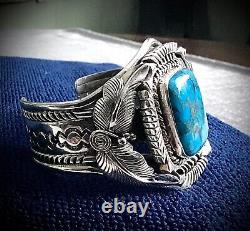 Native American Sterling & Turquoise Cuff Bracelet Wes Craig Ihmss