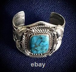 Native American Sterling & Turquoise Cuff Bracelet Wes Craig Ihmss