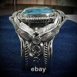 Native American Sterling & Turquoise Cuff Bracelet Wes Craig Ihmss