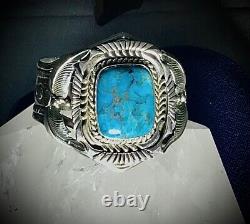 Native American Sterling & Turquoise Cuff Bracelet Wes Craig Ihmss