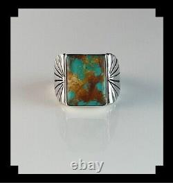 Native American Sterling and # 8 Turquoise Men's Ring Size 10