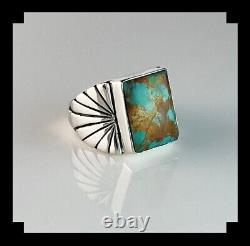 Native American Sterling and # 8 Turquoise Men's Ring Size 10