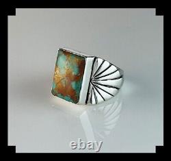 Native American Sterling and # 8 Turquoise Men's Ring Size 10