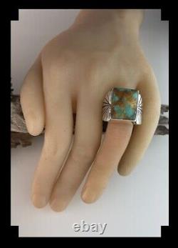 Native American Sterling and # 8 Turquoise Men's Ring Size 10