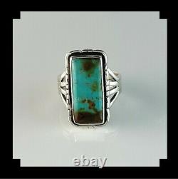 Native American Sterling and # 8 Turquoise Ring Size 8 3/4