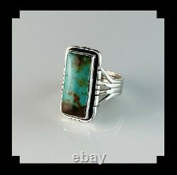 Native American Sterling and # 8 Turquoise Ring Size 8 3/4