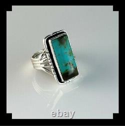 Native American Sterling and # 8 Turquoise Ring Size 8 3/4