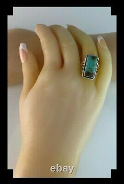 Native American Sterling and # 8 Turquoise Ring Size 8 3/4