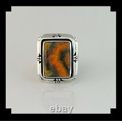 Native American Sterling and Bumblebee Jasper Men's Ring Size 11 3/4
