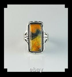 Native American Sterling and Bumblebee Jasper Ring Size 8 3/4