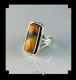 Native American Sterling and Bumblebee Jasper Ring Size 8 3/4