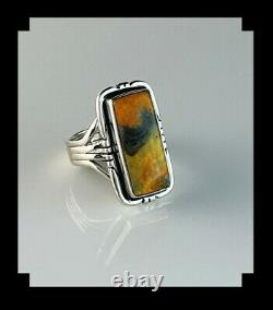 Native American Sterling and Bumblebee Jasper Ring Size 8 3/4