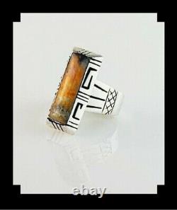 Native American Sterling and Bumblebee Jasper Ring Size 9 3/4