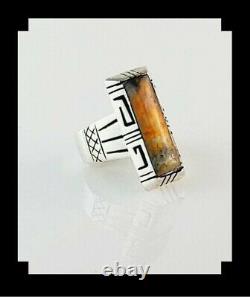 Native American Sterling and Bumblebee Jasper Ring Size 9 3/4