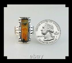 Native American Sterling and Bumblebee Jasper Ring Size 9 3/4