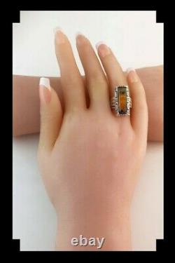 Native American Sterling and Bumblebee Jasper Ring Size 9 3/4