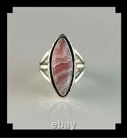 Native American Sterling and Rhodochrosite Ring Size 7 3/4