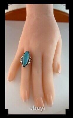 Native American Sterling and Sleeping Beauty Turquoise Size 9 1/4
