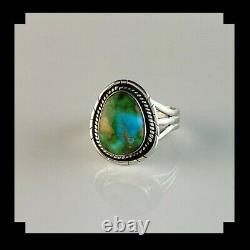 Native American Sterling and Sonora Gold Turquoise Ring Size 10