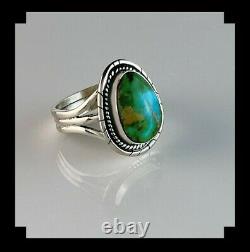 Native American Sterling and Sonora Gold Turquoise Ring Size 10