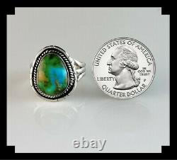 Native American Sterling and Sonora Gold Turquoise Ring Size 10