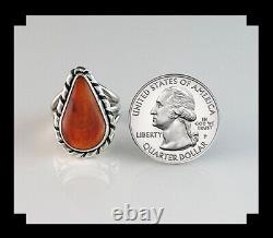 Native American Sterling and Spiny Oyster Ring Size 7 1/2