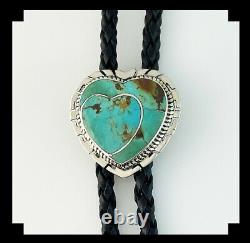 Native American Sterling and Turquoise Heart Bolo