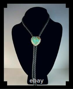 Native American Sterling and Turquoise Heart Bolo