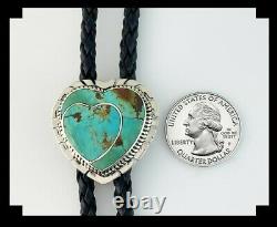 Native American Sterling and Turquoise Heart Bolo