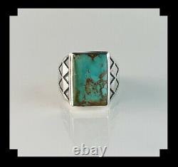 Native American Sterling and Turquoise Men's Ring Size 14