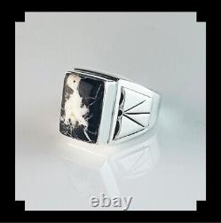 Native American Sterling and White Buffalo Men's Ring Size 14