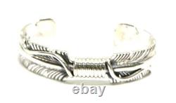 Native American Sterling silver Navajo Handmade Feather Cuff Bracelet