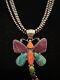 Native American Style Dragonfly Pendant On 3 Strand Navajo Pearl Necklace