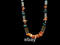 Native American T. Singer Navajo Multi-Stone Beaded 23 Necklace