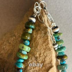 Native American Turquoise Bead With Sterling Silver Bead Necklace 18