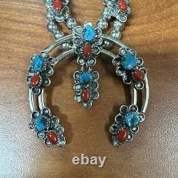 Native American Turquoise & CORAL Necklace Navajo 20 End To End