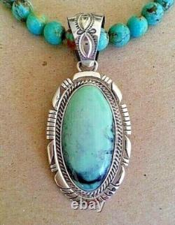 Native American Turquoise & Sterling Silver PENDANT, Signed E S