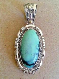 Native American Turquoise & Sterling Silver PENDANT, Signed E S