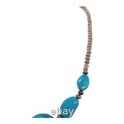Native American Turquoise Stone & Sterling Silver Navajo Necklace with COA NIB