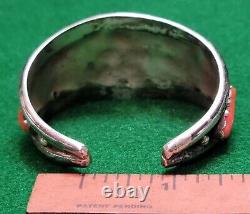 Native American Vintage Navajo Sterling Silver 925 Coral Cluster Bracelet