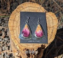 Native American Women's Teardrop Purple Spiny Oyster Earrings Navajo Jewelry