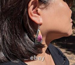 Native American Women's Teardrop Purple Spiny Oyster Earrings Navajo Jewelry