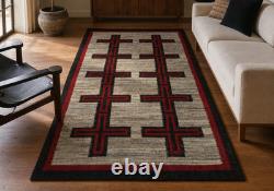 Native American Wool Rug Navajo Cross Pattern Handwoven Southwestern Tribal Rug